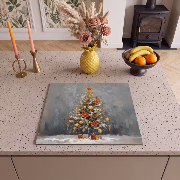 Herdabdeckplatte - Weihnachtsbaum - Geschenke - Rot - Gold — 3