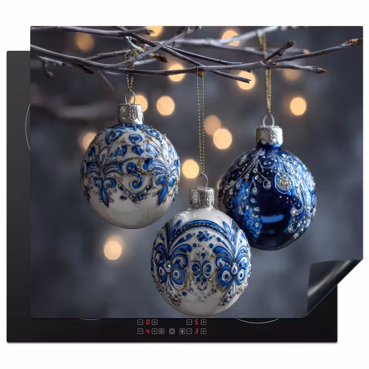 Herdabdeckplatte - Weihnachtskugel - Dekoriert - Blau — 1