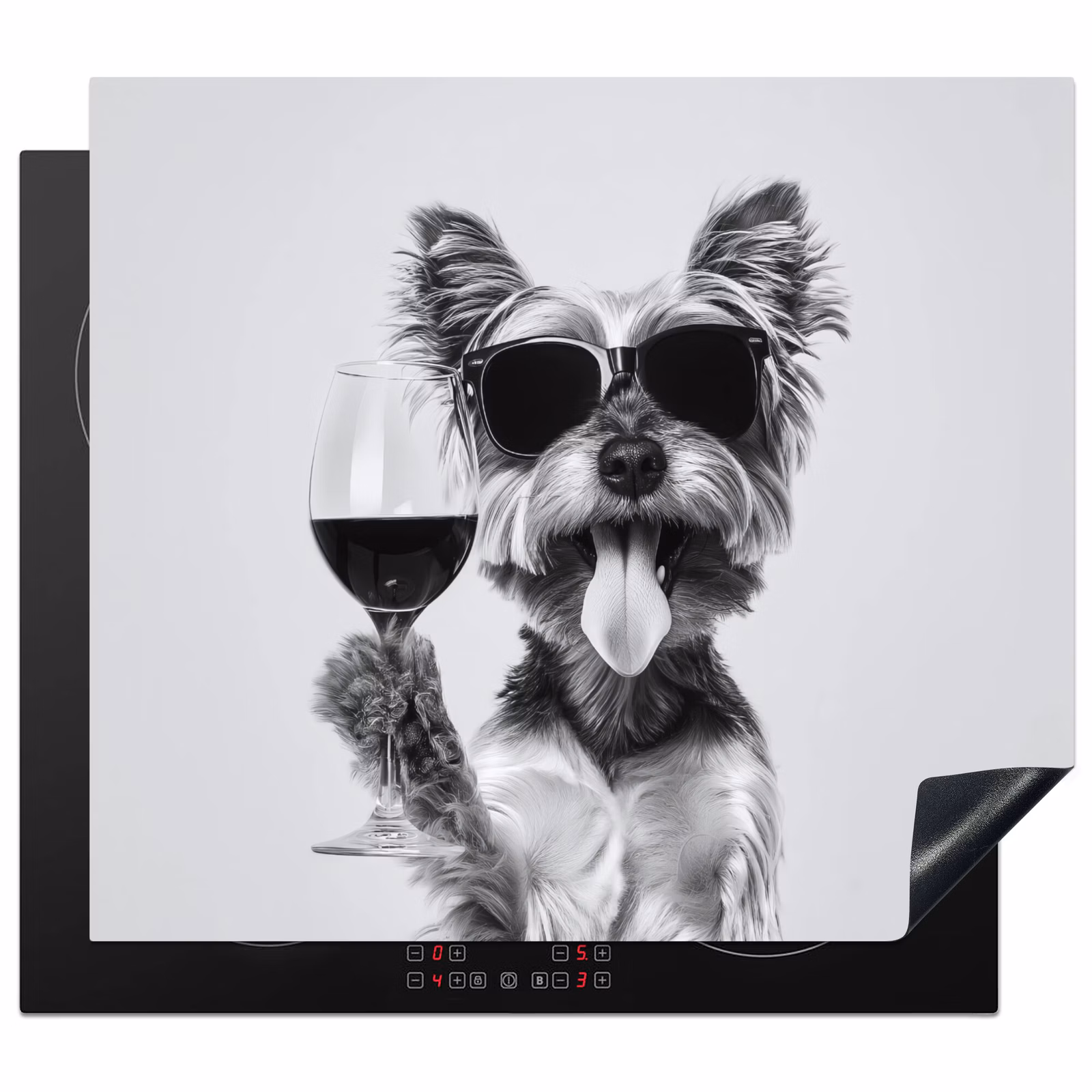 Herdabdeckplatte - Hund - Weinglas - Sonnenbrille - Enthusiastisch — 1
