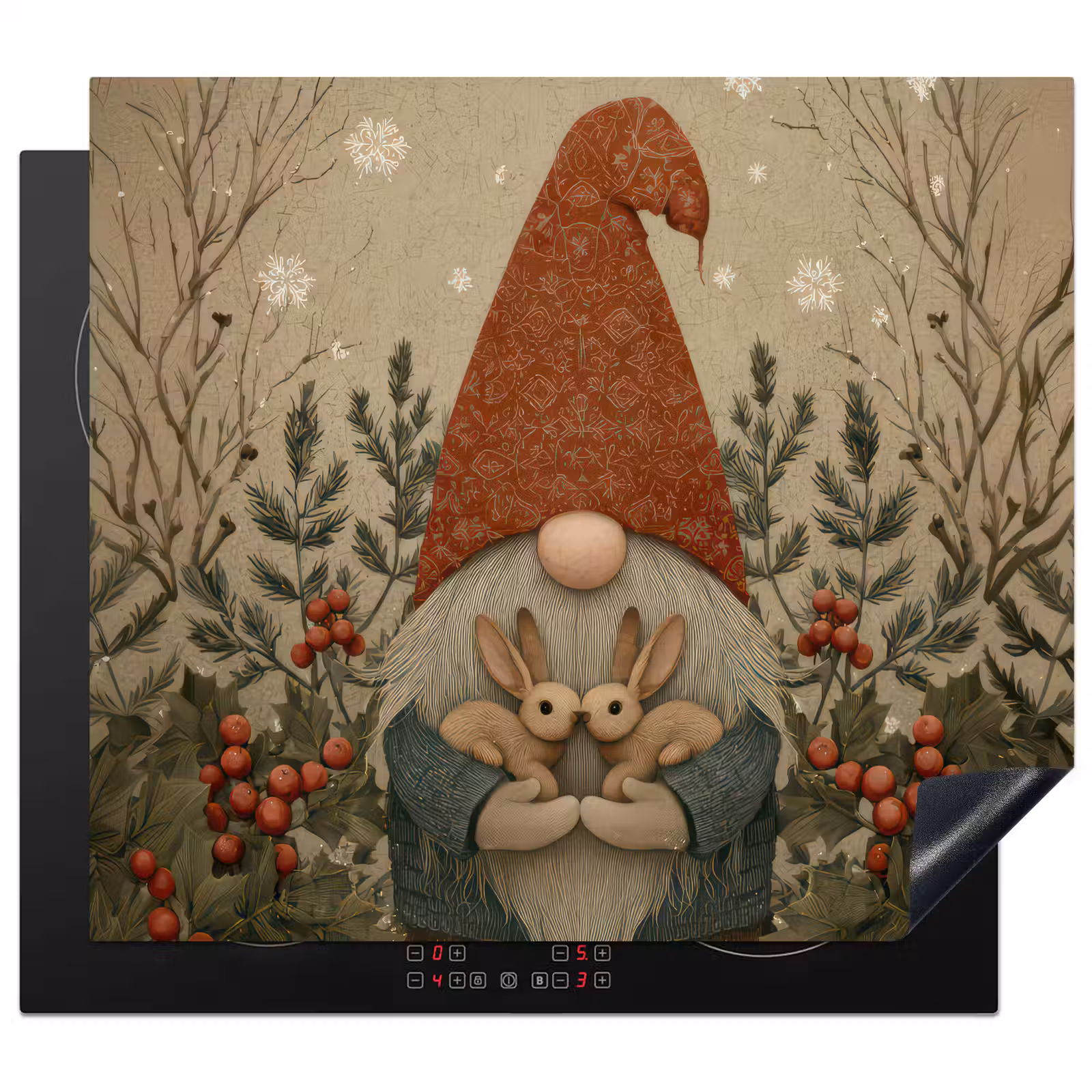 Herdabdeckplatte - Weihnachtswichtel - Hasen - Bunt — 1