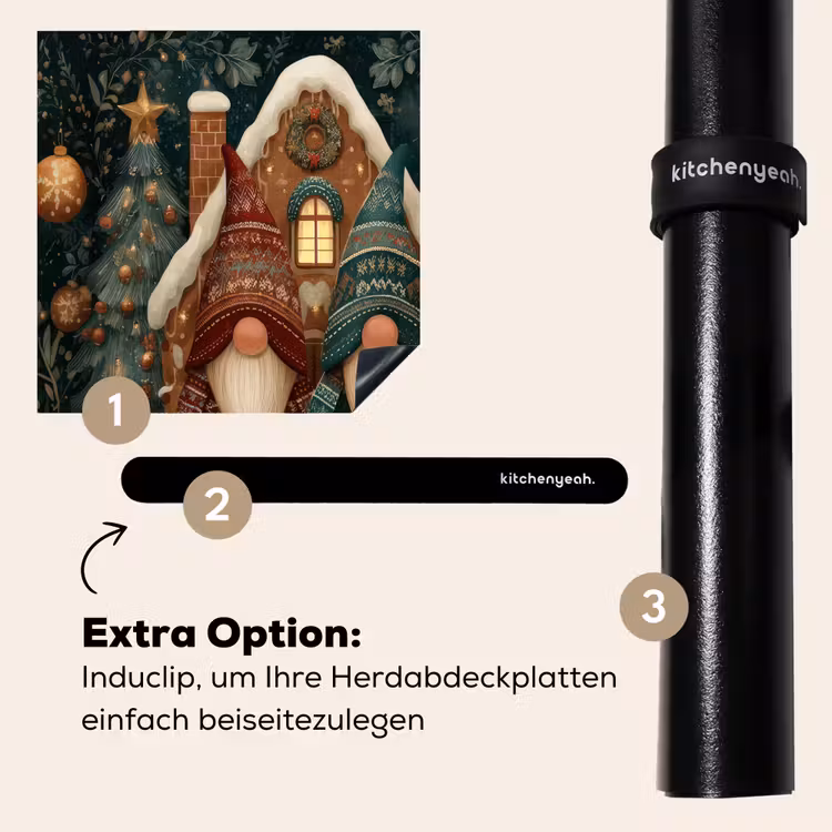 Herdabdeckplatte - Weihnachten - Wichtel - Lebkuchenhaus - Rot - Grün — 8