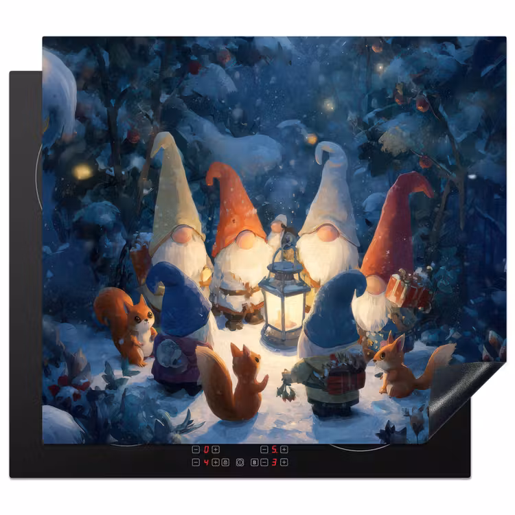 Herdabdeckplatte - Winter - Zwerge - Eichhörnchen - Mehrfarbig — 1