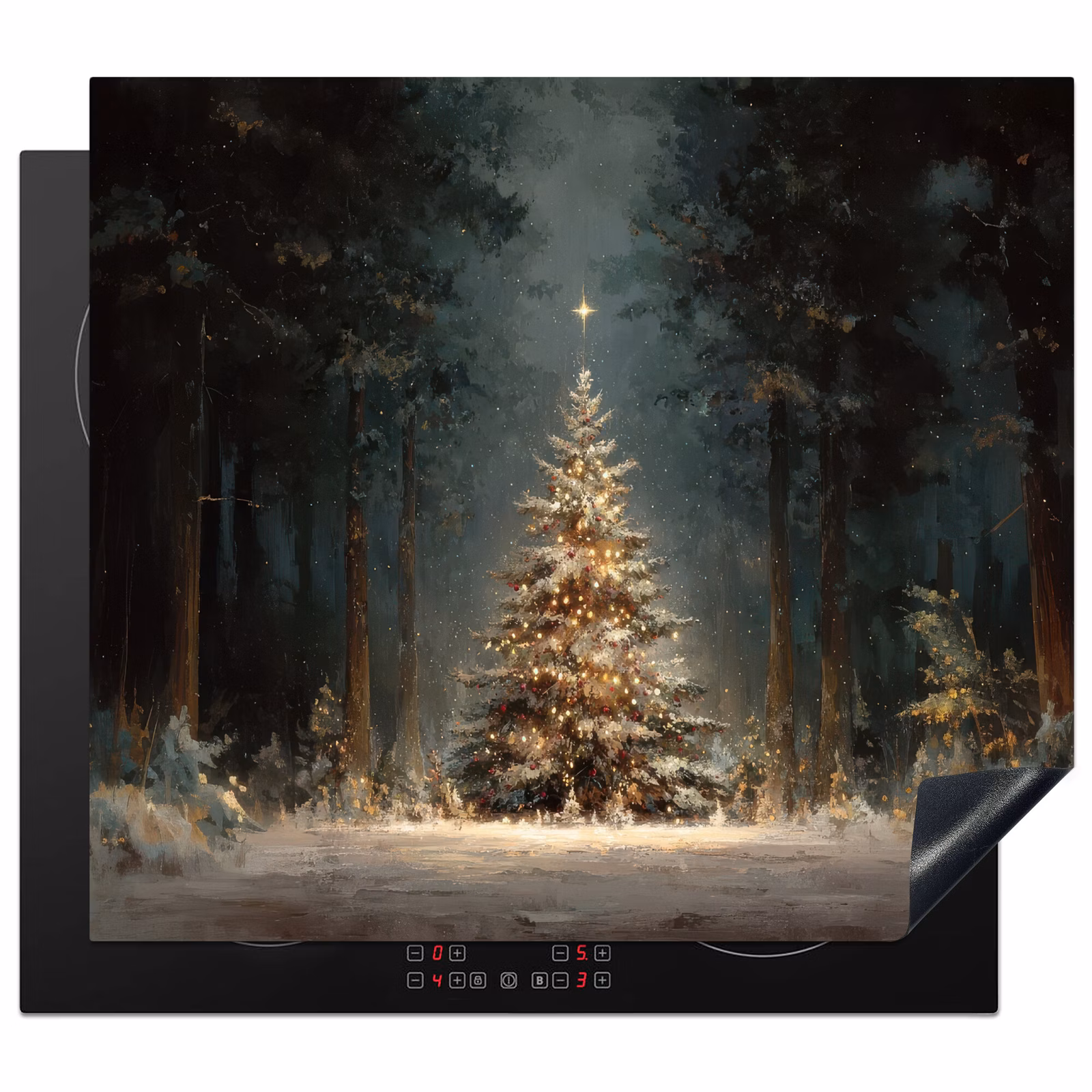 Herdabdeckplatte - Weihnachtsbaum - Wald - Schnee - mehrfarbig — 1