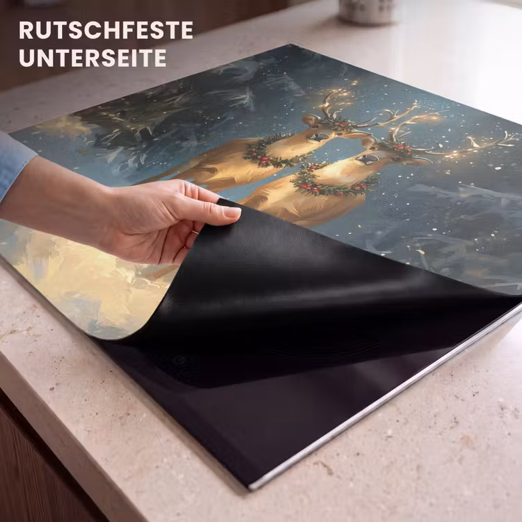 Herdabdeckplatte - Kiefer-Märchen - Rentier - Nacht — 6