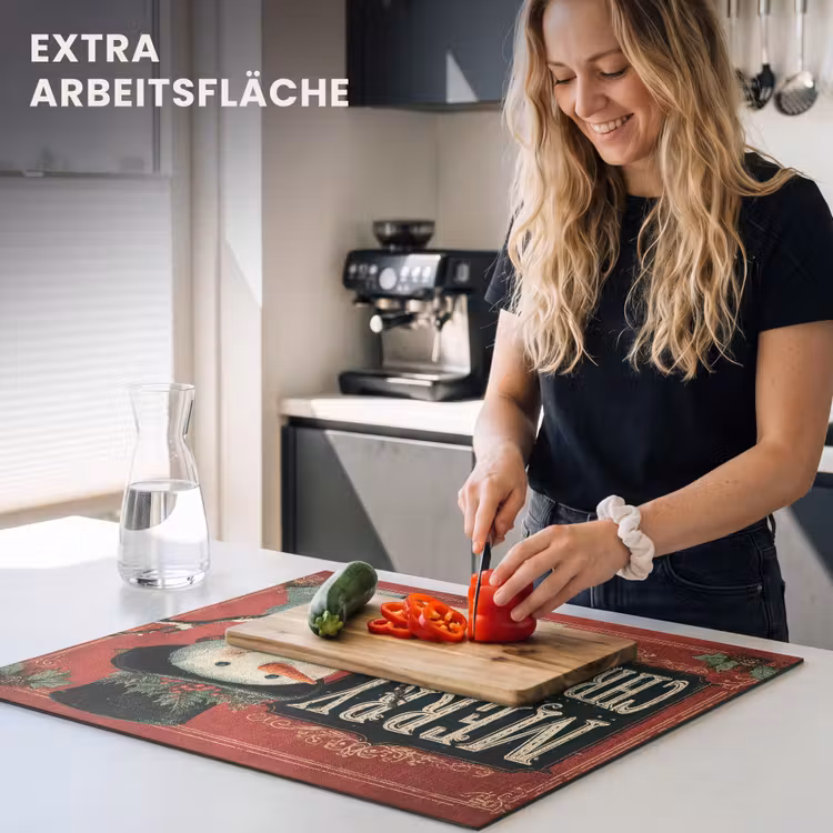 Herdabdeckplatte - Klassisch - Weihnachtsgruß - Schneemann - Rot — 5