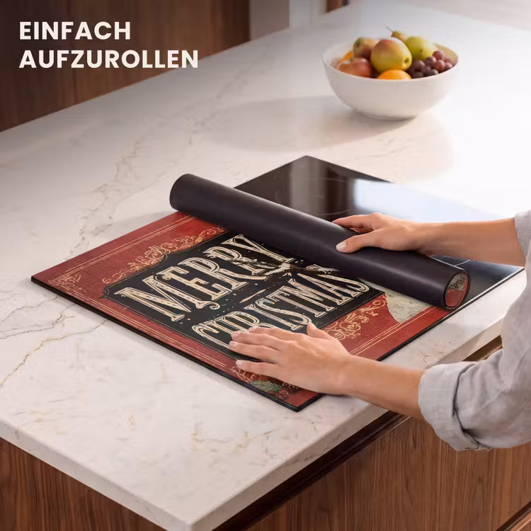 Herdabdeckplatte - Klassisch - Weihnachtsgruß - Schneemann - Rot — 7