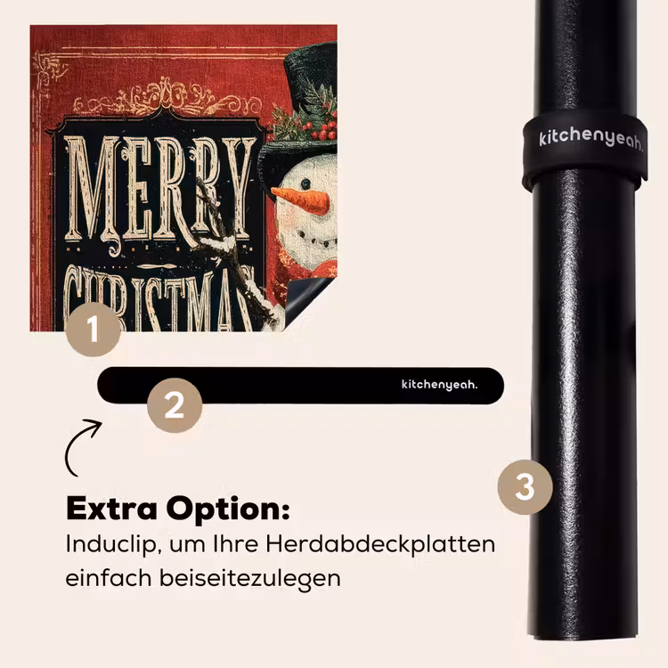 Herdabdeckplatte - Klassisch - Weihnachtsgruß - Schneemann - Rot — 8