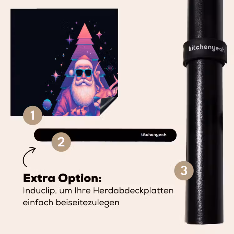 Herdabdeckplatte - Retro - Weihnachtsmann - Rentier - Weihnachtsbaum — 8