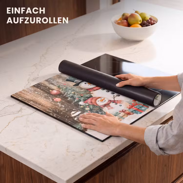 Herdabdeckplatte - Schneemann - Familie - Farbenfroh — 7