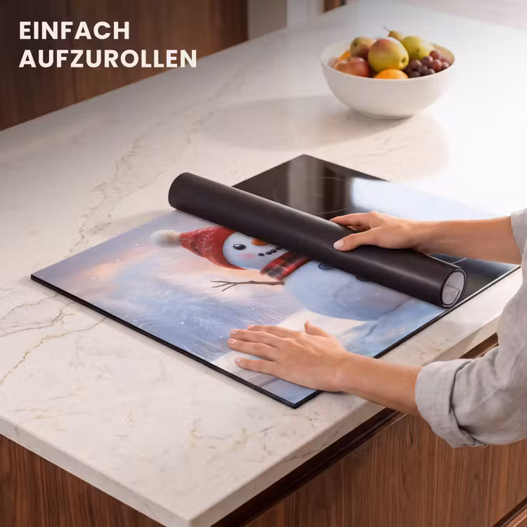 Herdabdeckplatte - Schneemann - Sonnenuntergang - Weiß — 7