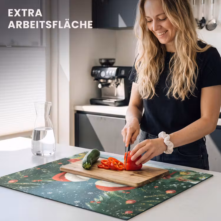 Herdabdeckplatte - Schneemann - Weihnachtsschnee - Grün - Rot — 5