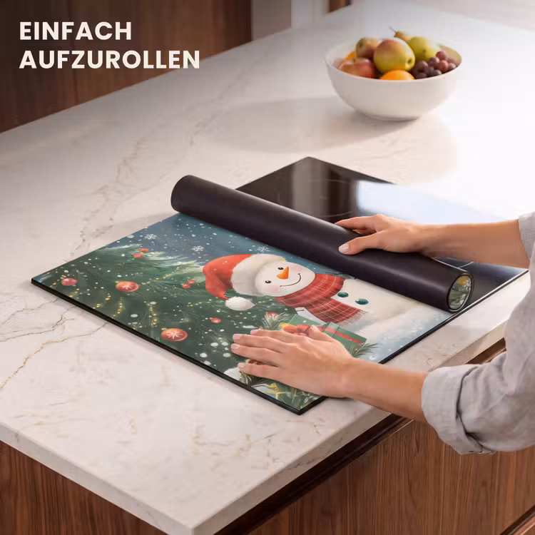 Herdabdeckplatte - Schneemann - Weihnachtsschnee - Grün - Rot — 7