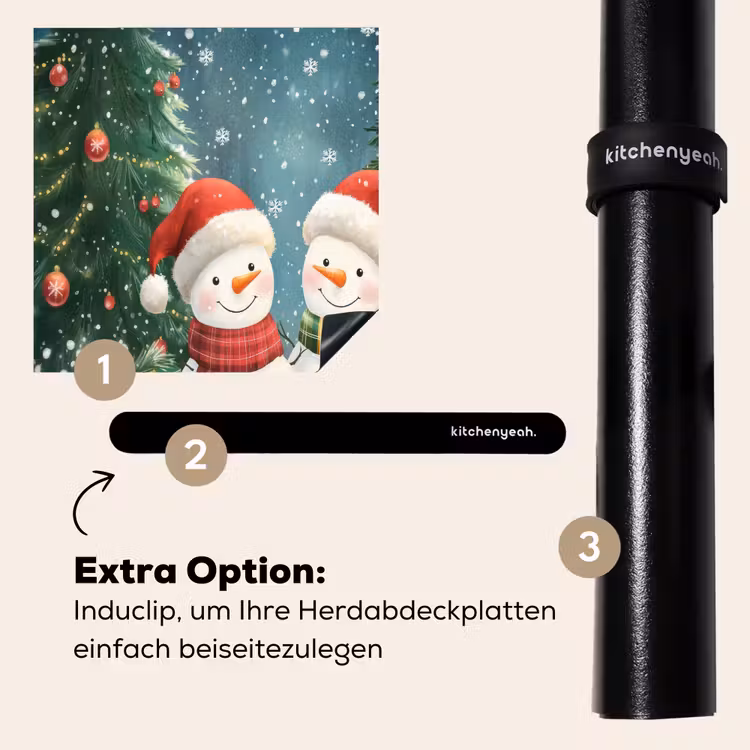 Herdabdeckplatte - Schneemann - Weihnachtsschnee - Grün - Rot — 8