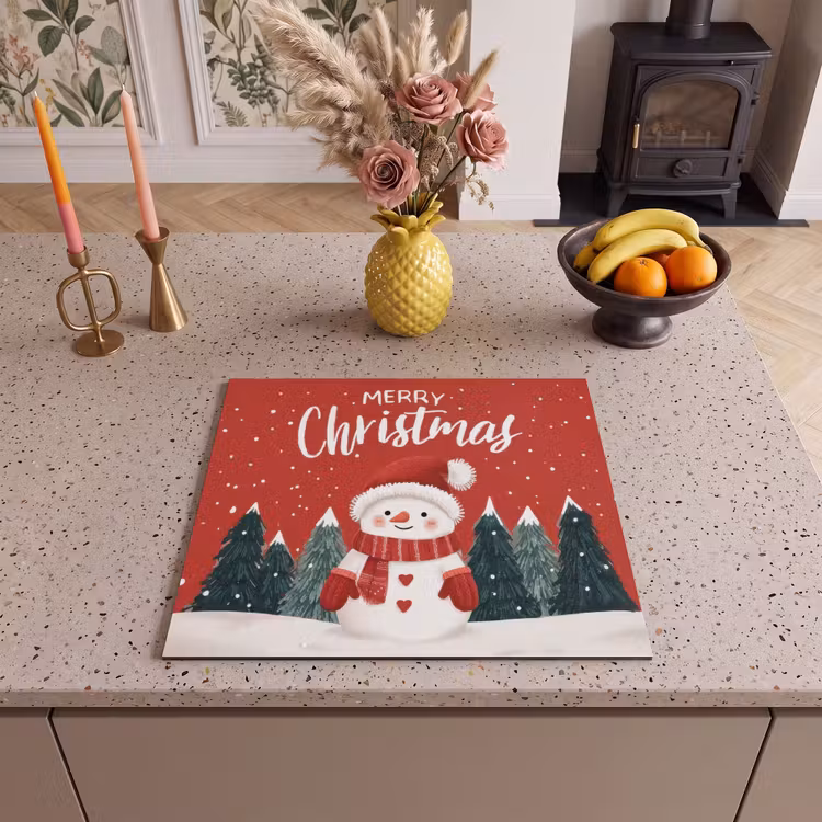 Herdabdeckplatte - Weihnachtsgruß - Schnee - Rot — 3