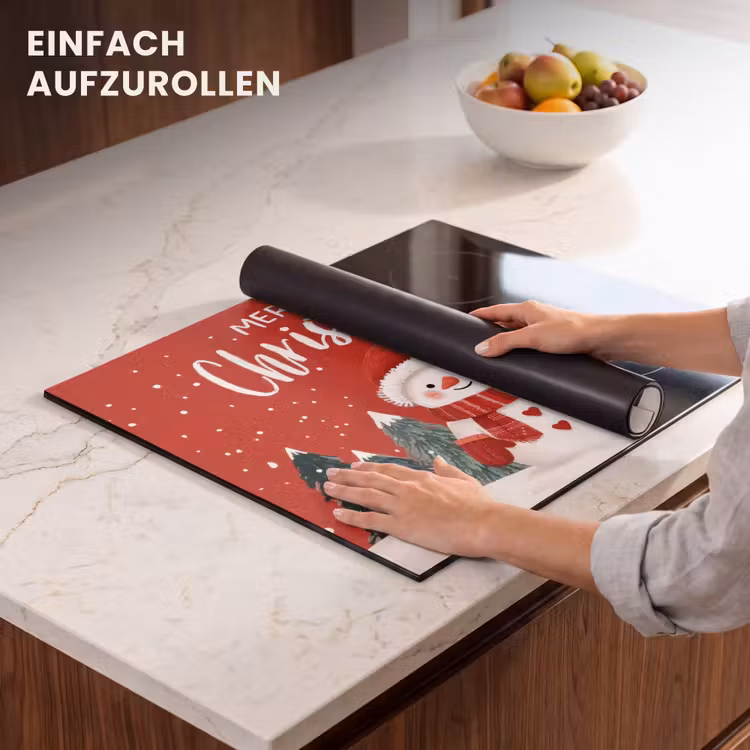 Herdabdeckplatte - Weihnachtsgruß - Schnee - Rot — 7