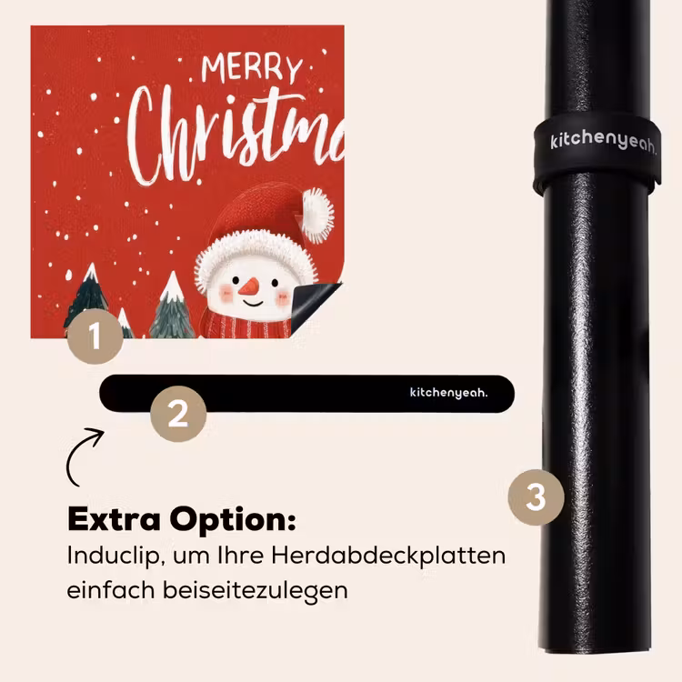 Herdabdeckplatte - Weihnachtsgruß - Schnee - Rot — 8