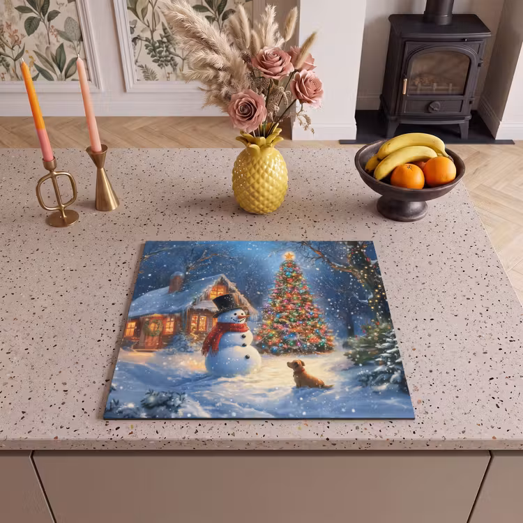 Herdabdeckplatte - Weihnachtswunder - Winterabend - Farbenfroh — 3