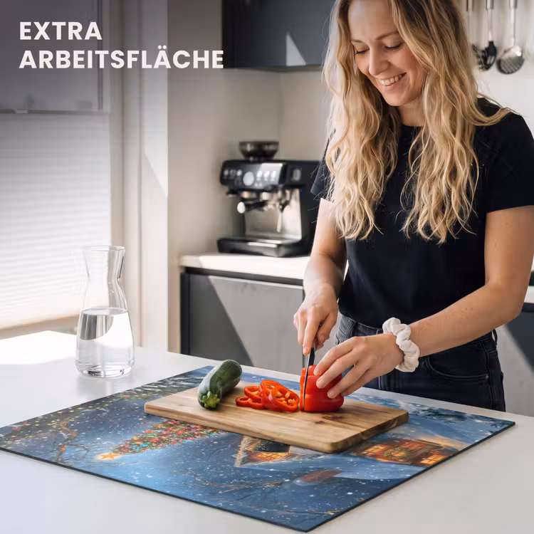 Herdabdeckplatte - Weihnachtswunder - Winterabend - Farbenfroh — 5