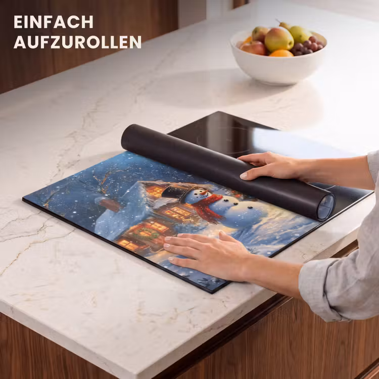 Herdabdeckplatte - Weihnachtswunder - Winterabend - Farbenfroh — 7
