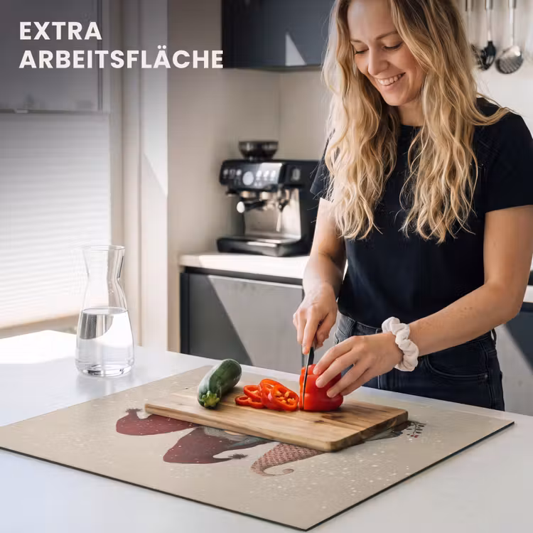 Herdabdeckplatte - Wichtel - Weihnachten - Schnee - Zipfelmützen — 5