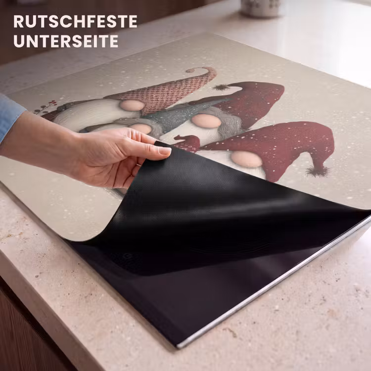 Herdabdeckplatte - Wichtel - Weihnachten - Schnee - Zipfelmützen — 6