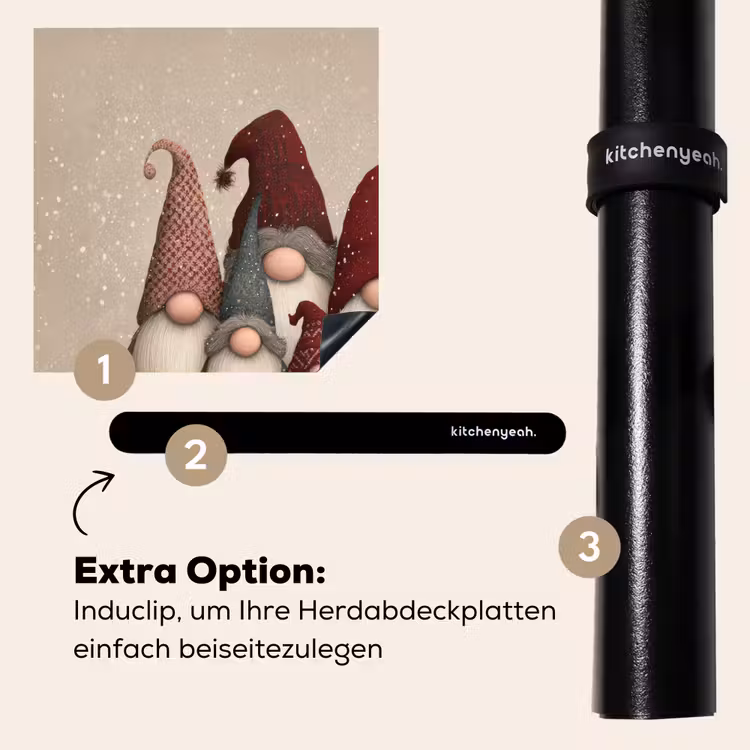 Herdabdeckplatte - Wichtel - Weihnachten - Schnee - Zipfelmützen — 8