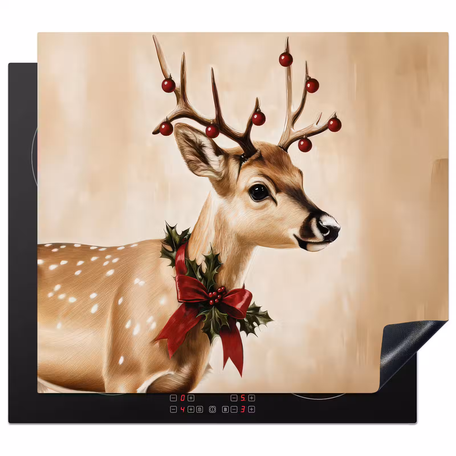 Herdabdeckplatte - Geweih - Weihnachten - Rentier - Rot — 1