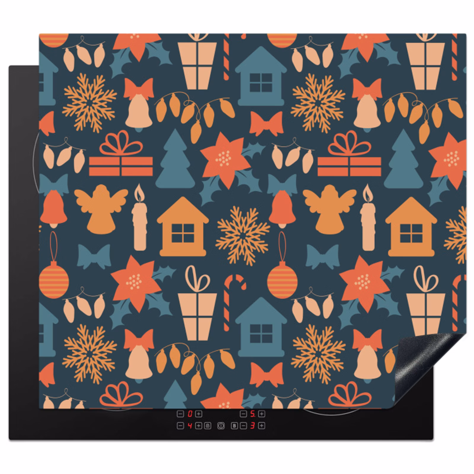 Herdabdeckplatte - Muster - Weihnachten - Symbole - Blau — 1