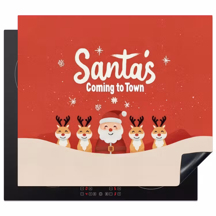 Herdabdeckplatte - Illustration - Weihnachtsmann - Rentier - Rot — 1