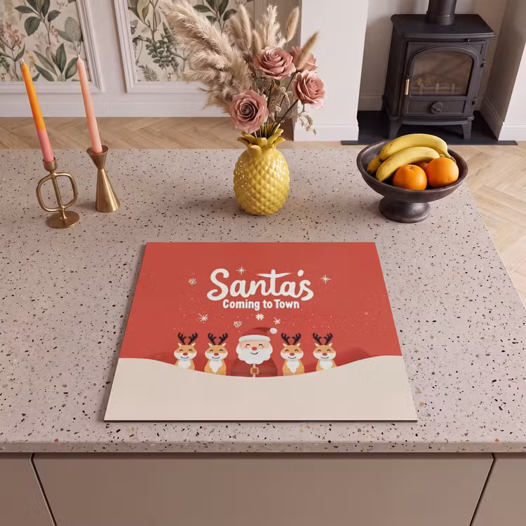 Herdabdeckplatte - Illustration - Weihnachtsmann - Rentier - Rot — 3