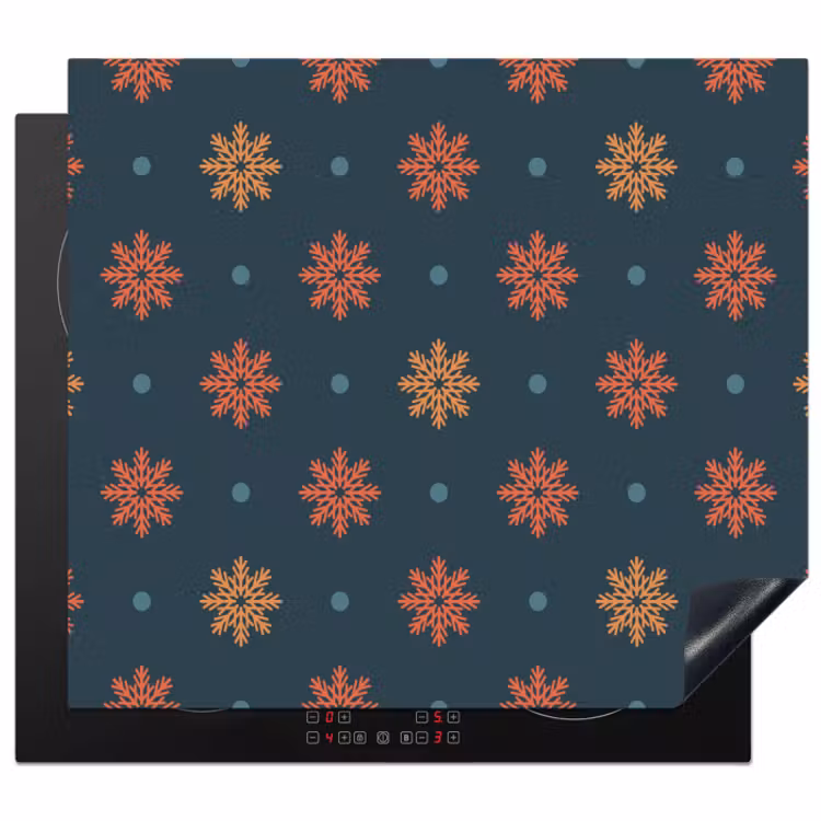 Herdabdeckplatte - Muster - Schneeflocken - Blau — 1