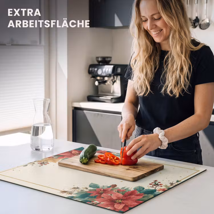 Herdabdeckplatte - Weihnachten - Weihnachtsstern - Rahmen - Farbenfroh — 5