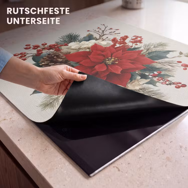 Herdabdeckplatte - Weihnachtsgesteck - Weihnachtsstern - Tannenzapfen - Rot — 6