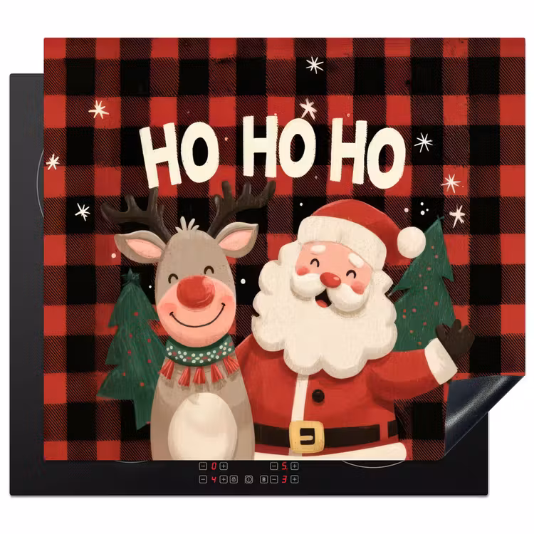 Herdabdeckplatte - Weihnachtsmann - Rentier - Text - Rot - Schwarz — 1
