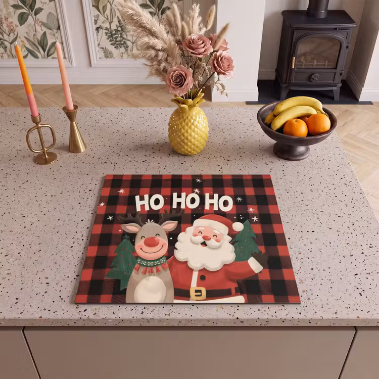 Herdabdeckplatte - Weihnachtsmann - Rentier - Text - Rot - Schwarz — 3