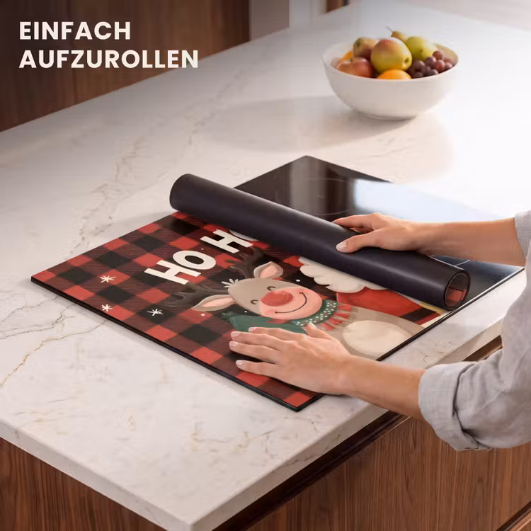 Herdabdeckplatte - Weihnachtsmann - Rentier - Text - Rot - Schwarz — 7