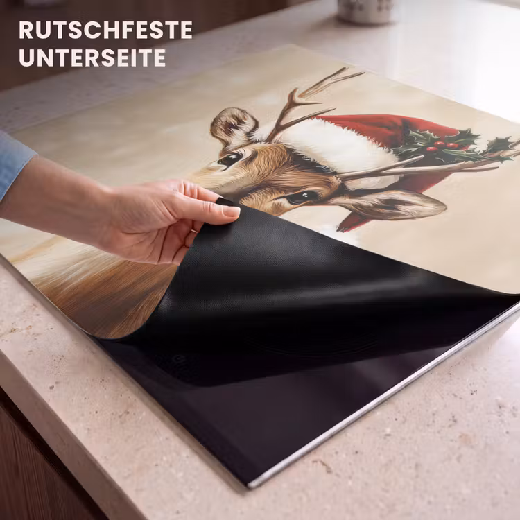 Herdabdeckplatte - Weihnachten - Hirsch - Geweih - Rot — 6