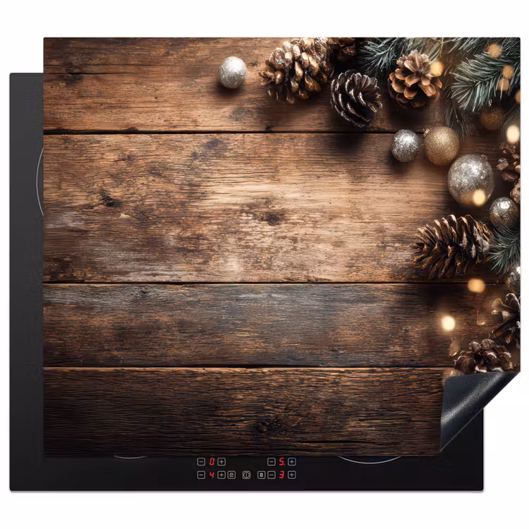 Herdabdeckplatte - Weihnachts-Eckdekoration - Tannenzapfen - Lichter — 1