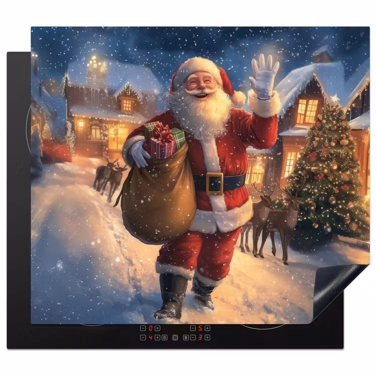 Herdabdeckplatte - Weihnachtsmann - Dorf - Hirsche - Dunkelheit — 1