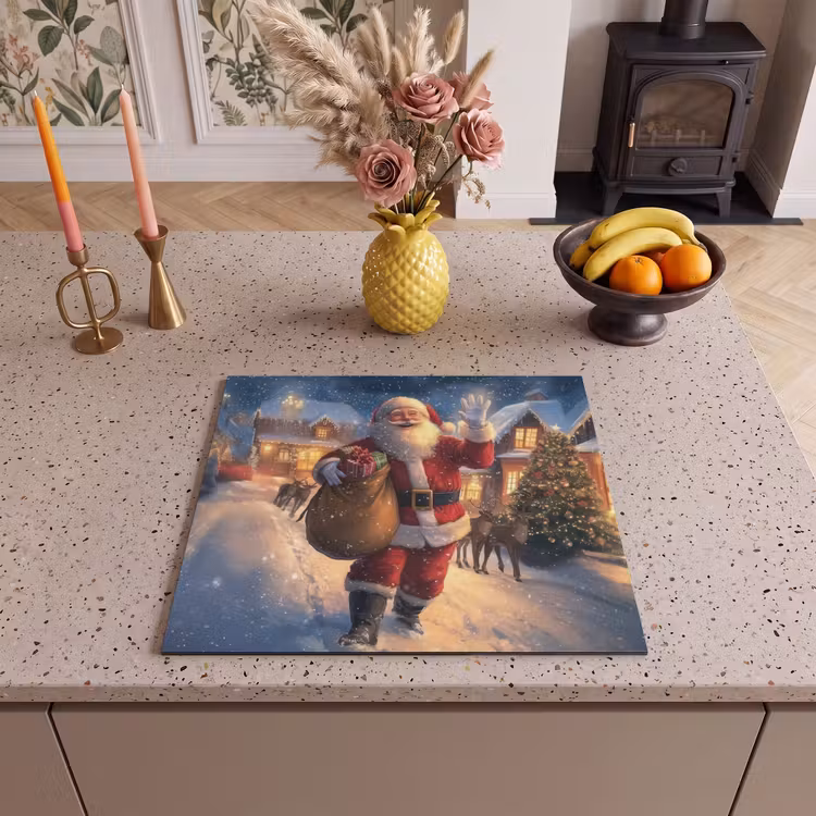 Herdabdeckplatte - Weihnachtsmann - Dorf - Hirsche - Dunkelheit — 3