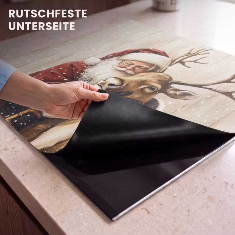 Herdabdeckplatte - Weihnachtsmann - Rentier - Schnee - Bunt — 6