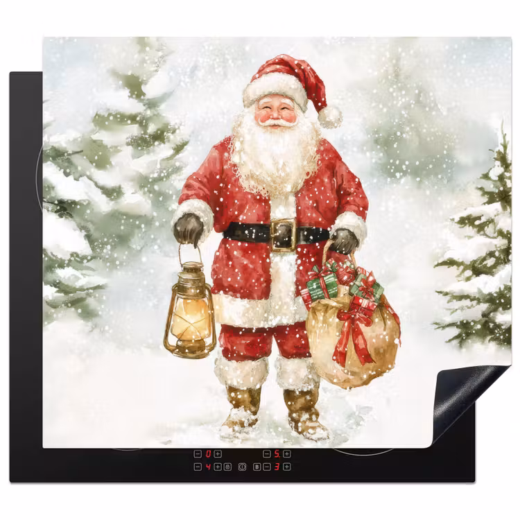 Herdabdeckplatte - Weihnachtsmann - Winter - Schnee - Weiß - Rot — 1