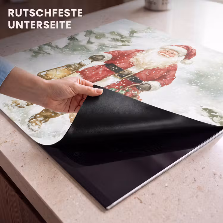 Herdabdeckplatte - Weihnachtsmann - Winter - Schnee - Weiß - Rot — 6
