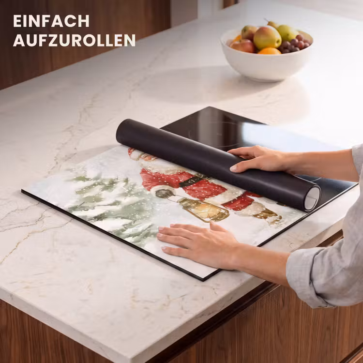 Herdabdeckplatte - Weihnachtsmann - Winter - Schnee - Weiß - Rot — 7
