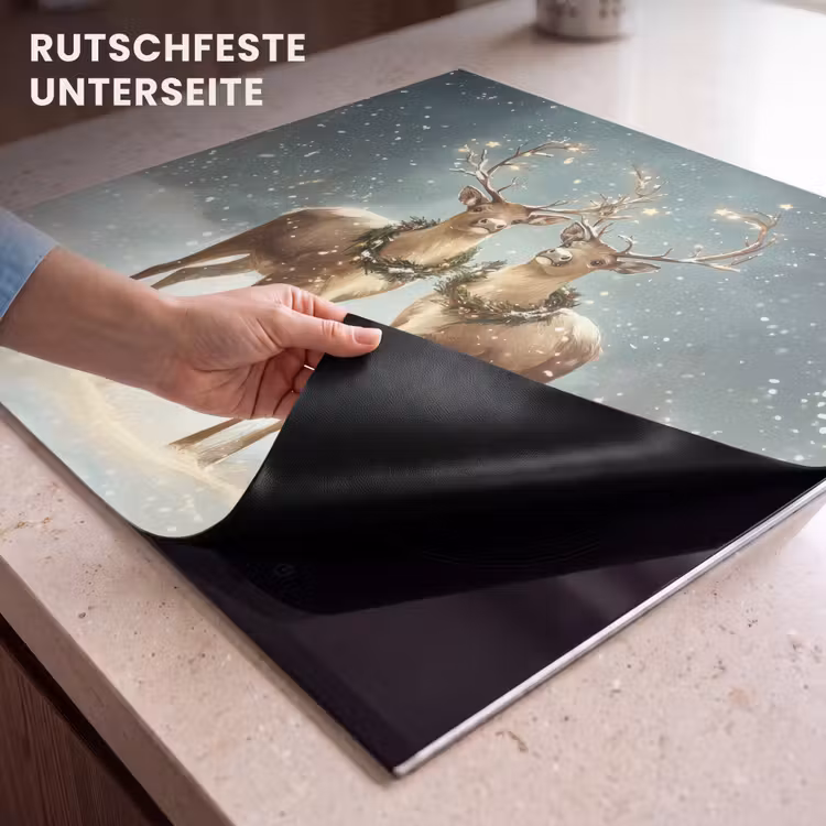 Herdabdeckplatte - Weihnachtszauber - Winterwald - Rentier — 6