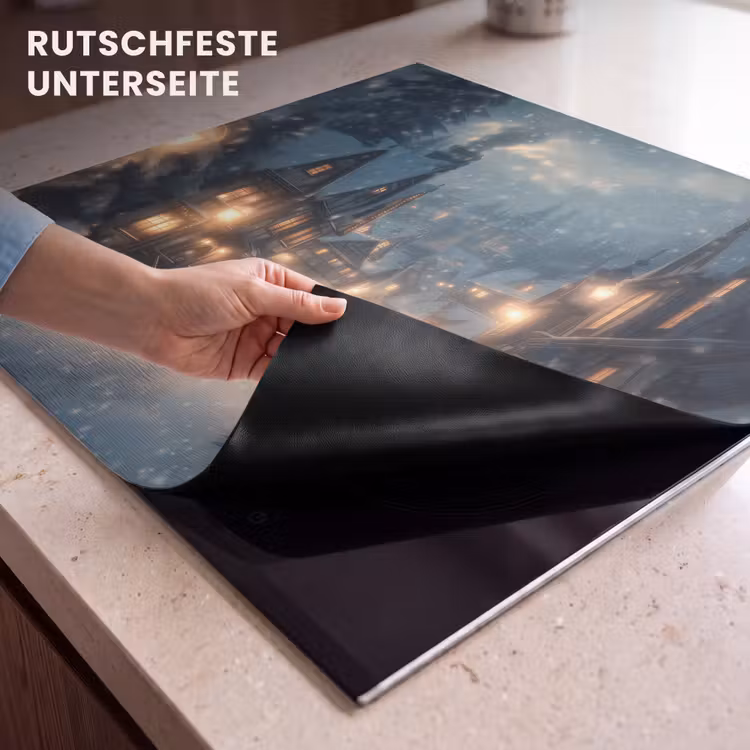 Herdabdeckplatte - Winterdorf - Schnee - Dunkelheit — 6
