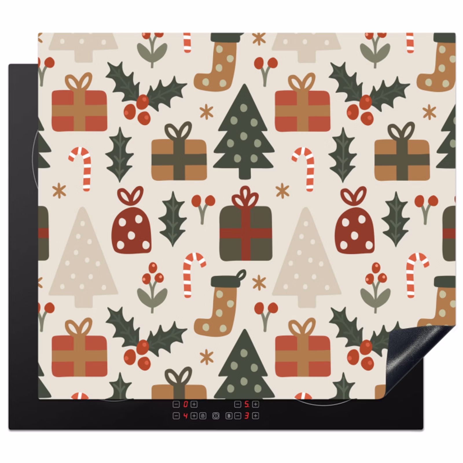 Herdabdeckplatte - Illustration - Weihnachtsfiguren - Beige — 1