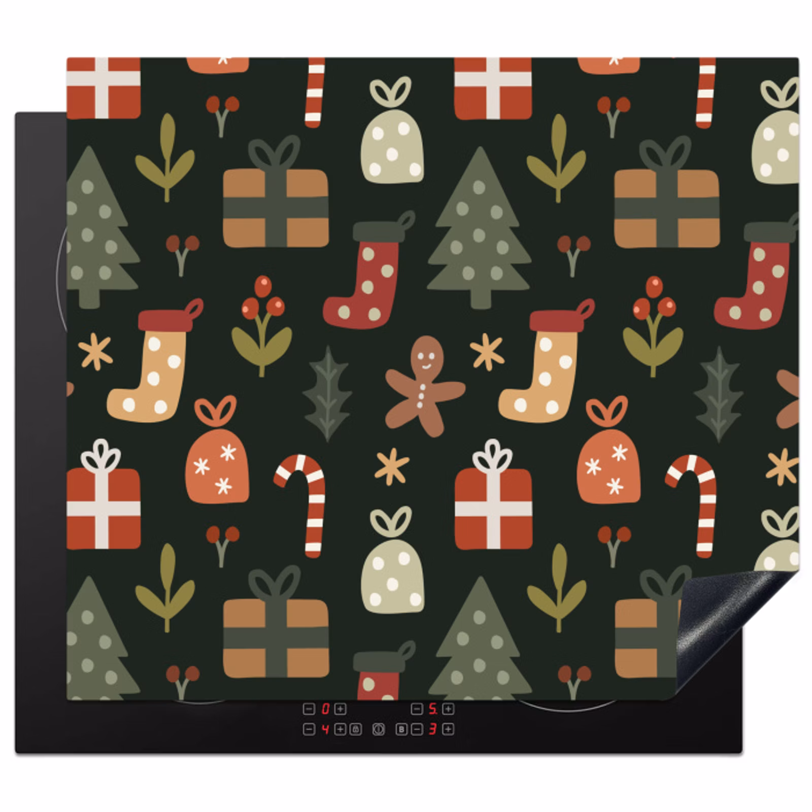 Herdabdeckplatte - Illustration - Weihnachtsfiguren - Grün — 1