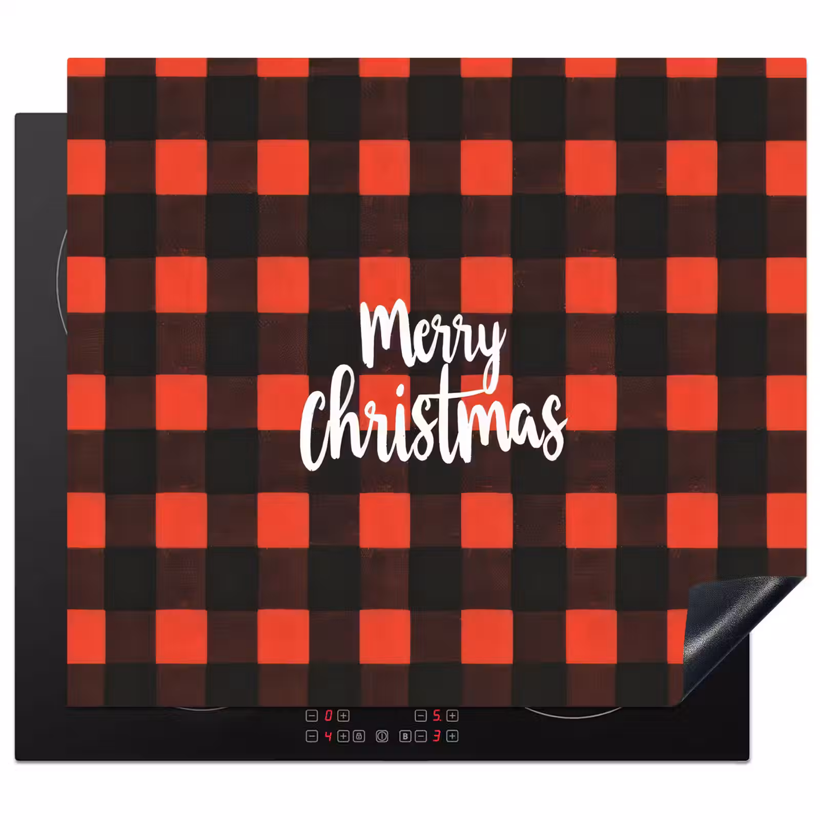 Herdabdeckplatte - Kariert - Rot - Text - Weihnachten — 1
