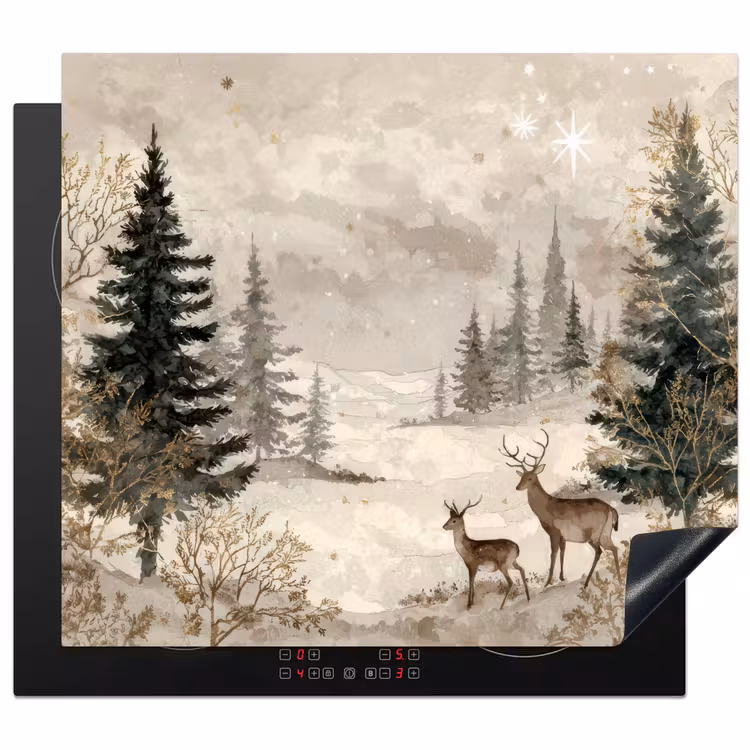 Herdabdeckplatte - Wald - Hirsche - Winter - Schnee — 1